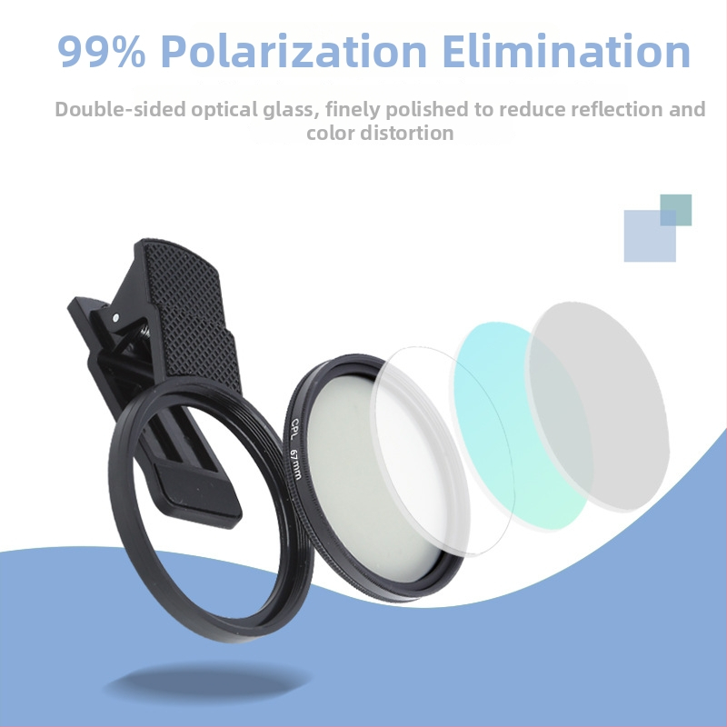 Polarizačný filter CPL neutrál pre mobilný telefón – sklenená šošovka, rám z hliníkovej zliatiny, univerzálna kompatibilita