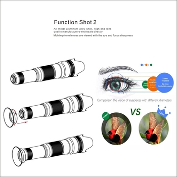 FST-50XZOOM Φακός για κινητό τηλέφωνο — Μονόκυβλιο τηλεσκόπιο με Μεγάλη Διαμέτρημα και Μακρινή Εστίαση, 50X Zoom; Συμβατό με Huawei, Xiaomi, OPPO, VIVO, Apple, Samsung; Λειτουργεί με 99% μοντέλων smartphones; Ιδιωτική ετικέτα με άδεια.