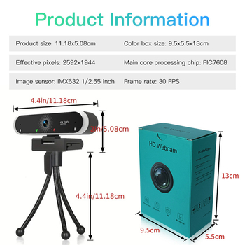 LEDEFU Cameră web 4K USB 2.0 pentru PC, microfon încorporat, autofocus, 30FPS