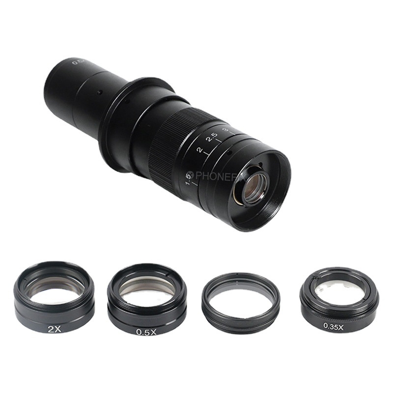 Стерео микроскоп обектив, еднобарабанен дизайн, увеличения 0.3x/0.5x/0.7x, 2x допълнително увеличение; подходящ за биология, медицина, научни изследвания и електронна индустрия