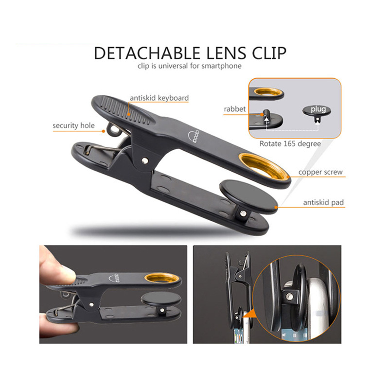 Univerzális telefonobjektív klipek – ABS anyag, 17 mm csavarmenet, csúszásmentes, porálló, kompatibilis Apple-le és a legtöbb okostelefonnal