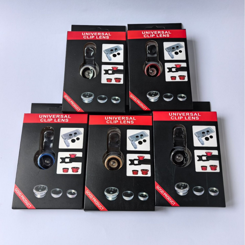 Φακός κινητού 3-σε-1: ευρυγώνιος, μακρο, fisheye (0.67x μεγέθυνση; κλιπ για κοινή χρήση; συμβατός με το 99% των smartphones και ταμπλετών)