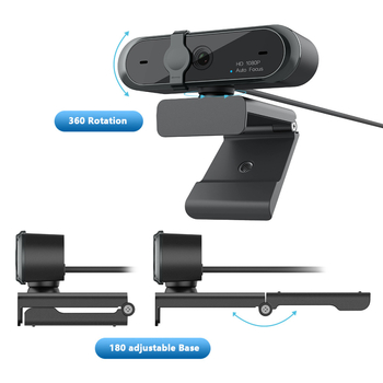 Webcam USB M9 cu capac de confidențialitate și autofocus, 1080p HD, 30fps, USB 2.0, senzor CMOS 2MP