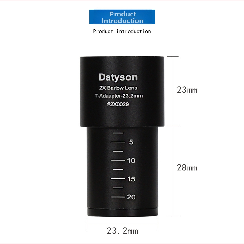 Datyson príslušenstvo pre biologický mikroskop, 2X Barlow šošovka, 23,2 mm rozhranie, model 2X0029