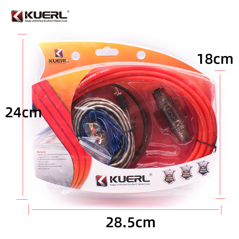 Auto audio 8 AWG kabelski set za subwoofer, PVC izolacija za instalaciju pojačala