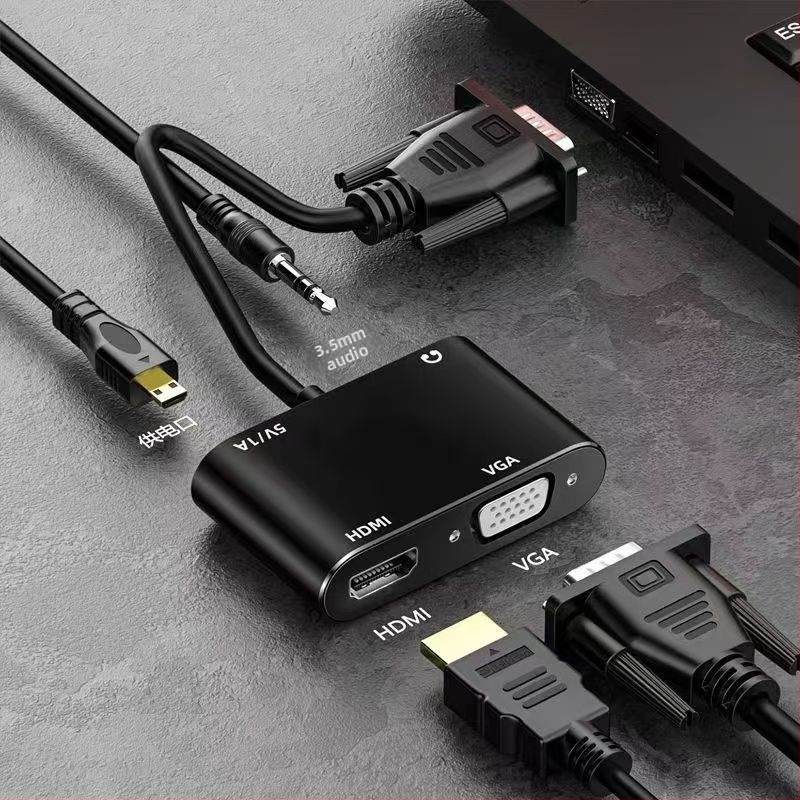 VGA na HDMI + VGA pretvarač s audio, model Zhq7066, 1080P, video konverzija, podržava više sustava