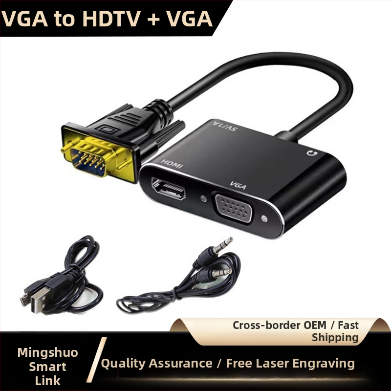 VGA na HDMI + VGA pretvarač s audio, model Zhq7066, 1080P, video konverzija, podržava više sustava