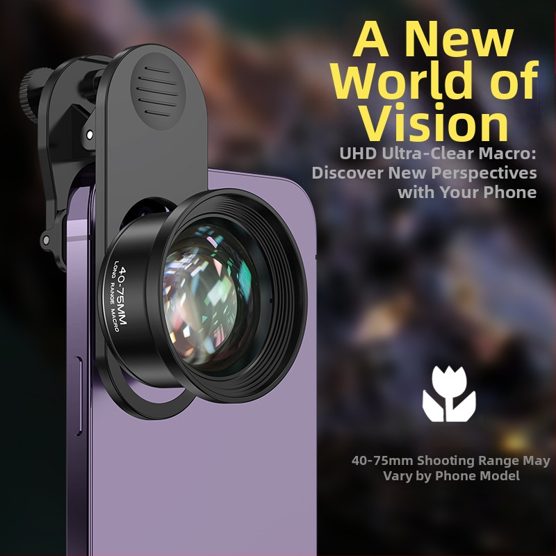 Mobiltelefon makroobjektív, 40–75 mm fókusztávolsággal, kompatibilis a legtöbb okostelefonnal