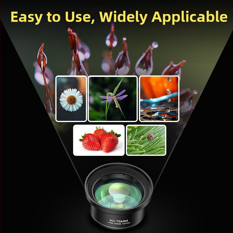Mobiltelefon makroobjektív, 40–75 mm fókusztávolsággal, kompatibilis a legtöbb okostelefonnal
