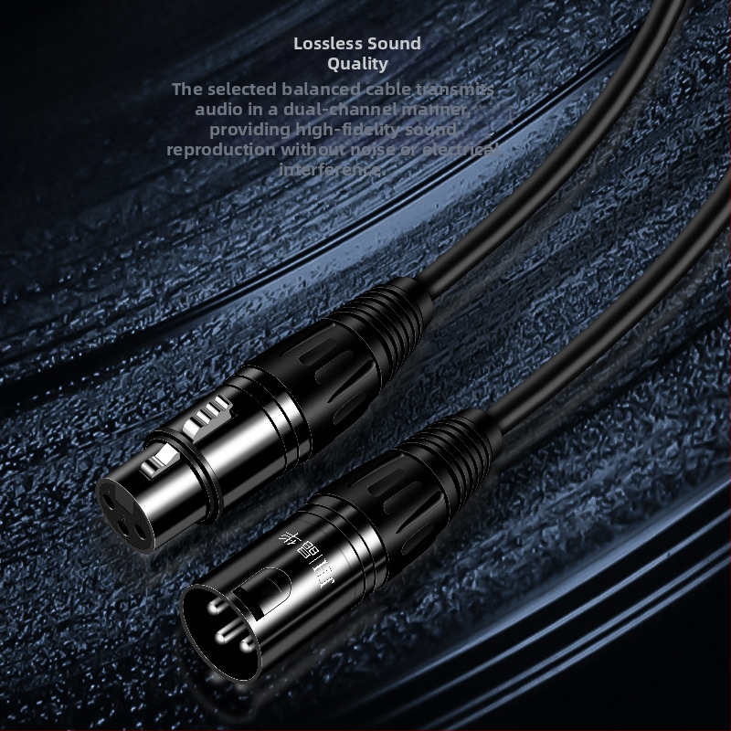 XLR mikrofonkábel, kiegyensúlyozott, férfi–női csatlakozók, nikkel bevonatú csatlakozók, rézmag