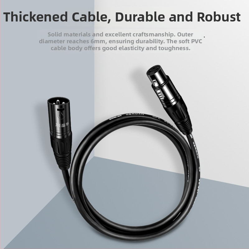 XLR mikrofonkábel, kiegyensúlyozott, férfi–női csatlakozók, nikkel bevonatú csatlakozók, rézmag