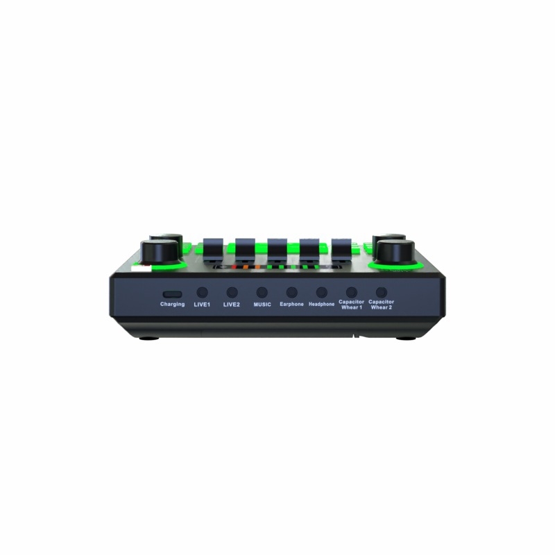 V9SJ USB zvučna kartica za prijenos uživo, kompatibilna s raznim zvučnim efektima i opcionalnim mikrofonom za promjenu glasa za računala i mobilne telefone, ugrađena baterija 500–800 mAh, SNR ≥70 dB, frekvencijski odziv 100 Hz–20 kHz, nazivna snaga 5 W