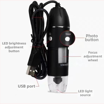 Prenosný digitálny mikroskop pre vedu a vzdelávanie, 1000x zväčšenie, LED osvetlenie, kamera (Značka: cz; Rozsah použitia: veda a vzdelávanie; Zväčšenie: 1000x)