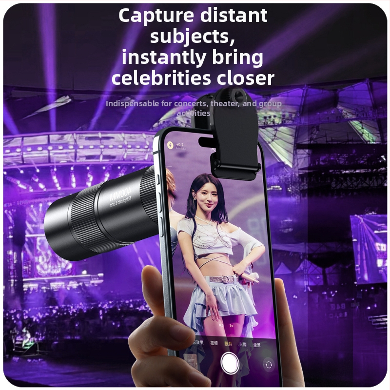 Teleobjektív pre mobilný telefón 400 mm na portréty z koncertov; univerzálna kompatibilita s telefónmi; optické sklo + hliníková zliatina; značka JOVOCN