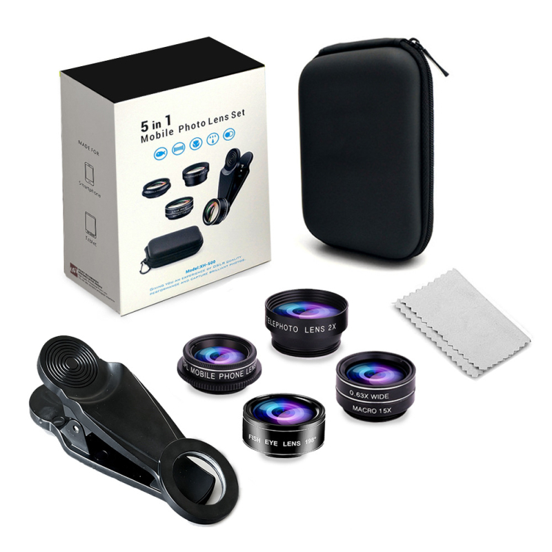 LIGINN Xh-500 Pet-in-One vanjski set objektiva za pametne telefone sa širokokutnim, makro, riblje oko, CPL; kompatibilno s iPhone, Samsung, Huawei, Xiaomi, OPPO i većina pametnih telefona