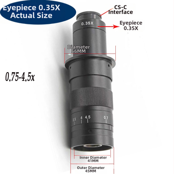 600X kontinuálne zväčšenie mikroskopického objektívu s jednookým okularom 0.7x-4.5x, 300x zväčšenie, 10A objektív
