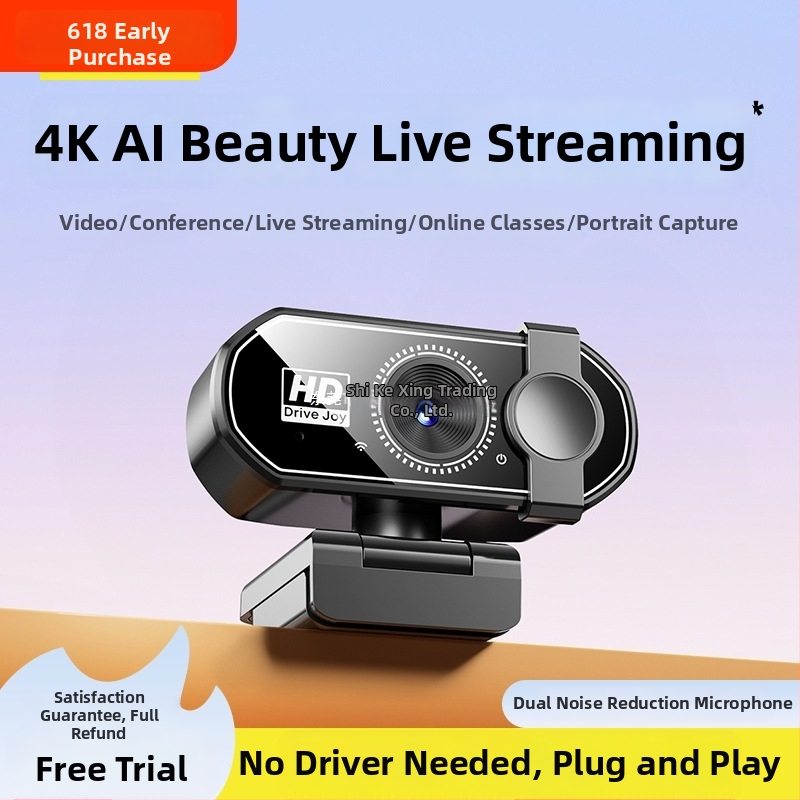 Webkamera Q27, 4MP CCD, širokouhlá, funkcia krásy, redukcia šumu, prenášateľný stojan pre živé vysielanie a online vyučovanie