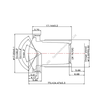 Lentilă cu focalizare fixă, unghi larg 130°, distanță focală 4.07 mm, diafragma maximă f/2.0, focalizare la 30 cm — Gold Vision