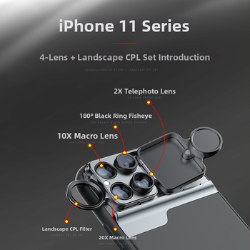 pholes CPL filter za iPhone objektiv – široki kut, makro, fisheye, portret; kompatibilno s iPhone11