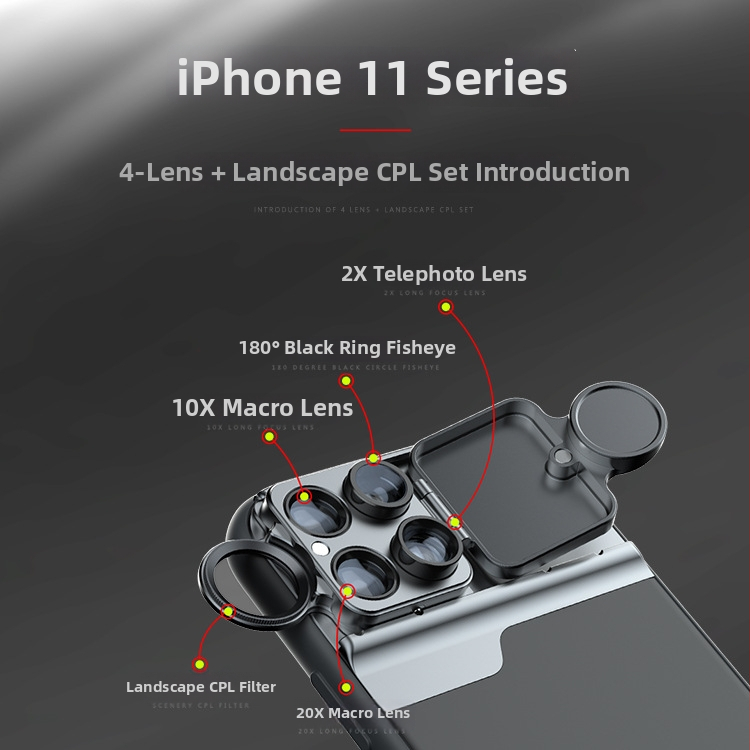 pholes CPL filter za iPhone objektiv – široki kut, makro, fisheye, portret; kompatibilno s iPhone11