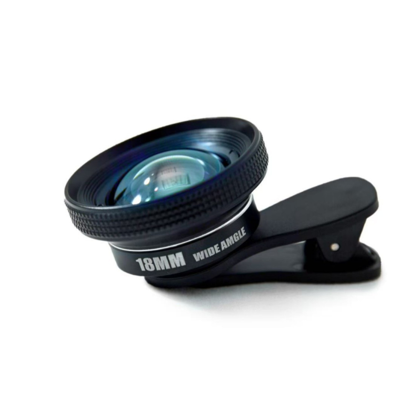18 mm širokokutni objektiv za pametne telefone, 180° vidno područje, vinjetiranje i izobličenje, za selfije i prijenos uživo