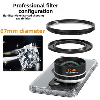 FST Makro objektív pre mobilný telefón – 90 mm ohnisková vzdialenosť, 67 mm závit na filter, kompatibilný s 95% modelov telefónov
