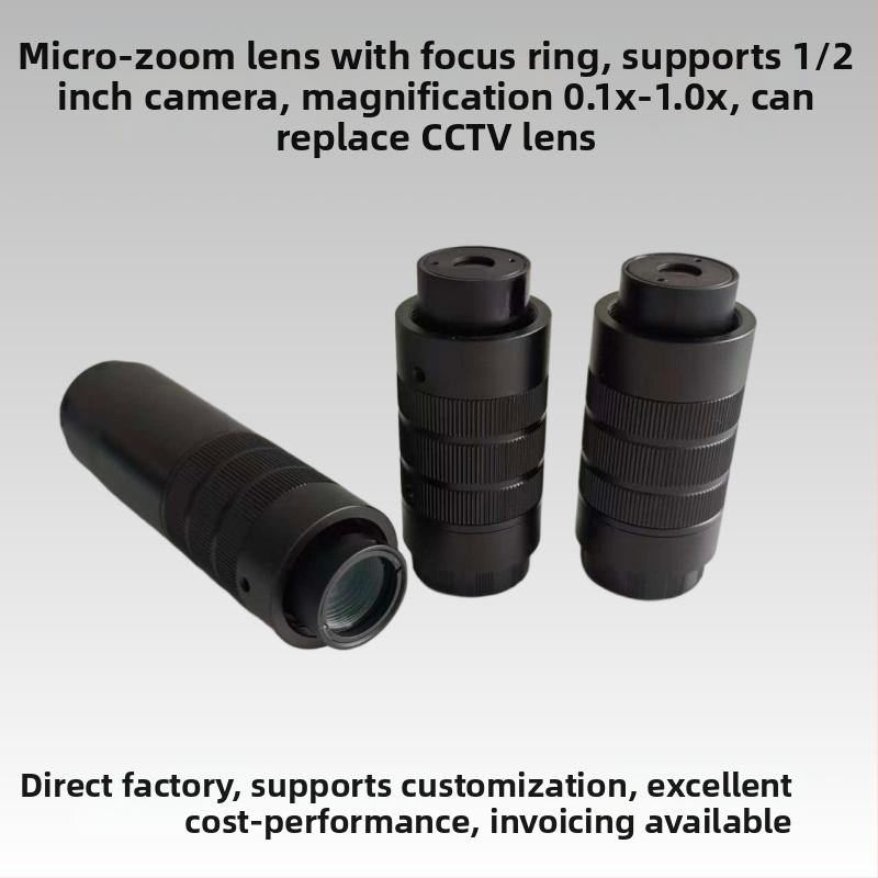 CS-P zoomový objektív pre 1/2-palcové kamery, zväčšenie 0,1–1,0x, prispôsobiteľný