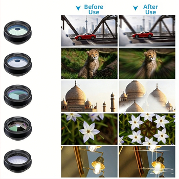 Σετ εξωτερικών φακών για κινητό: fisheye, ευρυγώνιος, makro και τηλεφακός με extension φίλτρο, 3-σε-1 και 10-σε-1