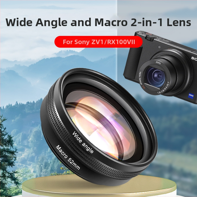 Obiectiv macro unghi larg, două în unu, pentru ZV-E10, model W1, distanță focală 18 mm, filtru 58 mm, diafragmă maximă f/1.8