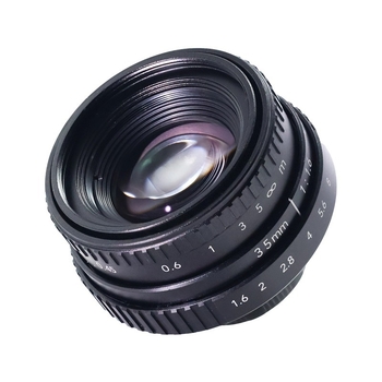 Obiectiv fix focală 35mm F1.6 pentru camere APS-C; distanță minimă de focalizare 0,45 m; unghi de cuprindere 45,5°; diametrul filtrului 37 mm