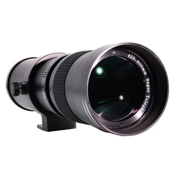 Obiectiv zoom 420-800mm f/8.3-16, diametrul filtrului 67mm, distanța minimă de focalizare 1,5 m, dimensiunea obiectivului 75×228mm