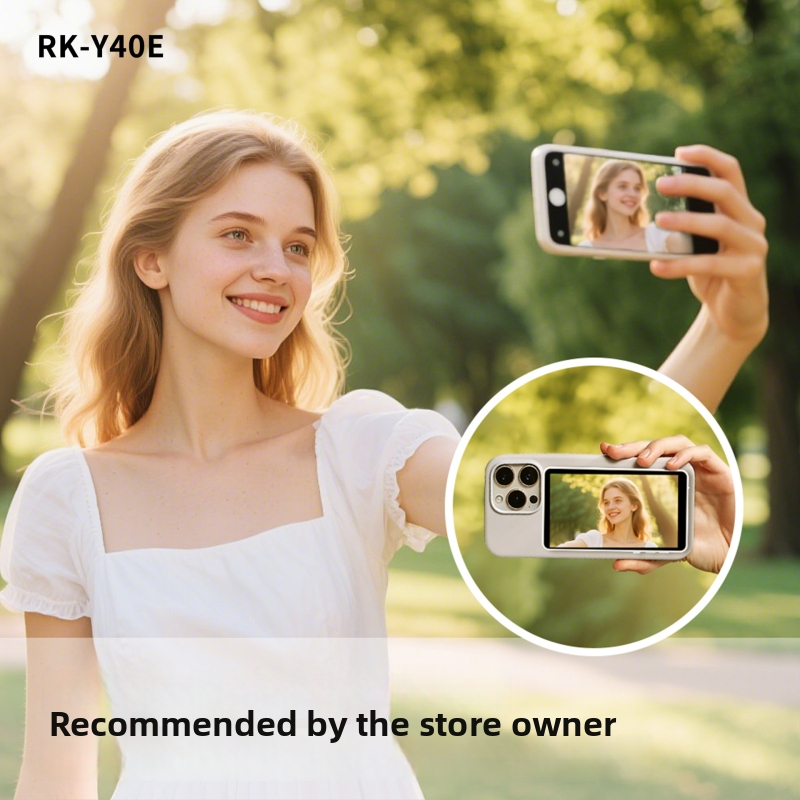 Bezdrôtové magnetické zariadenie pre zrkadlový selfie displej s živým vysielaním, model Y40E, kompatibilné s Apple a Android