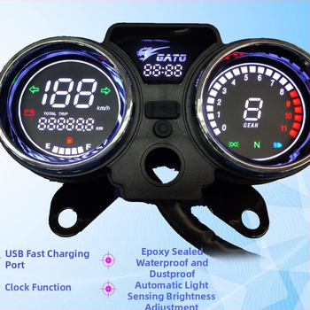 CM150 digitálny LCD prístrojový panel pre 250cc Prince motocykel WH125-19 — Tiansheng, telo ABS/PP/PMMA, presnosť 1%, hmotnosť 1,5 kg