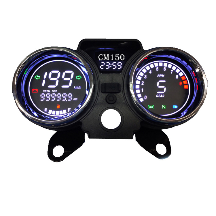CM150 digitalni LCD instrument panel za 250cc Prince motocikl WH125-19 — Tiansheng, tijelo ABS/PP/PMMA, točnost 1%, težina 1,5 kg