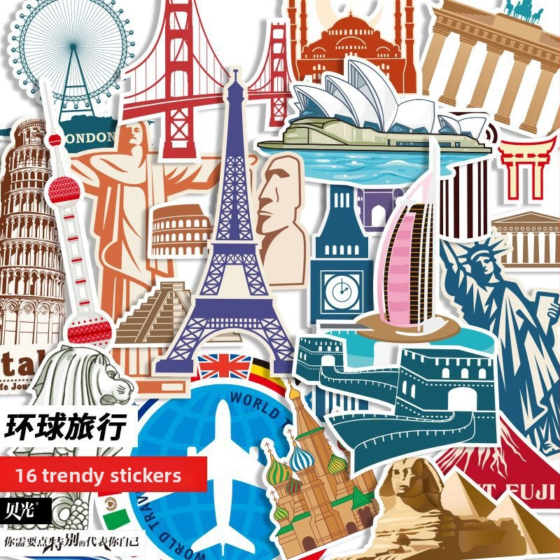 Personalizované retro mestské nálepky na kufre, poznámkový blok, skateboard a gitaru – vodotesné ozdobné panely. Špecifikácie: Značka Unique; Model Other; Materiál Other; Typ filmu Other.