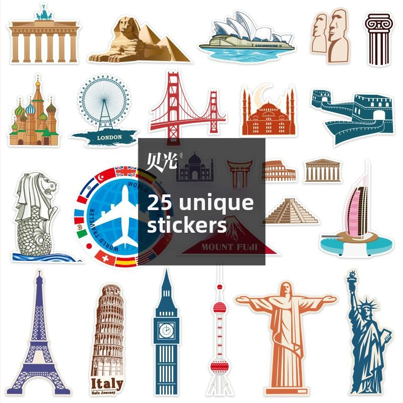 Personalizované retro mestské nálepky na kufre, poznámkový blok, skateboard a gitaru – vodotesné ozdobné panely. Špecifikácie: Značka Unique; Model Other; Materiál Other; Typ filmu Other.