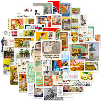 DeLeda Retro American 50 Postere Autocolante pentru Decorarea Telefonului și Bagajelor, Material PP, Personalizabile, Imprimare Offset, Fără Logo