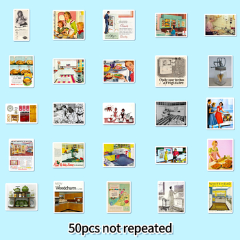 DeLeda Retro American 50 Postere Autocolante pentru Decorarea Telefonului și Bagajelor, Material PP, Personalizabile, Imprimare Offset, Fără Logo