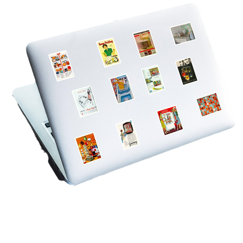 DeLeda Retro American 50 Postere Autocolante pentru Decorarea Telefonului și Bagajelor, Material PP, Personalizabile, Imprimare Offset, Fără Logo