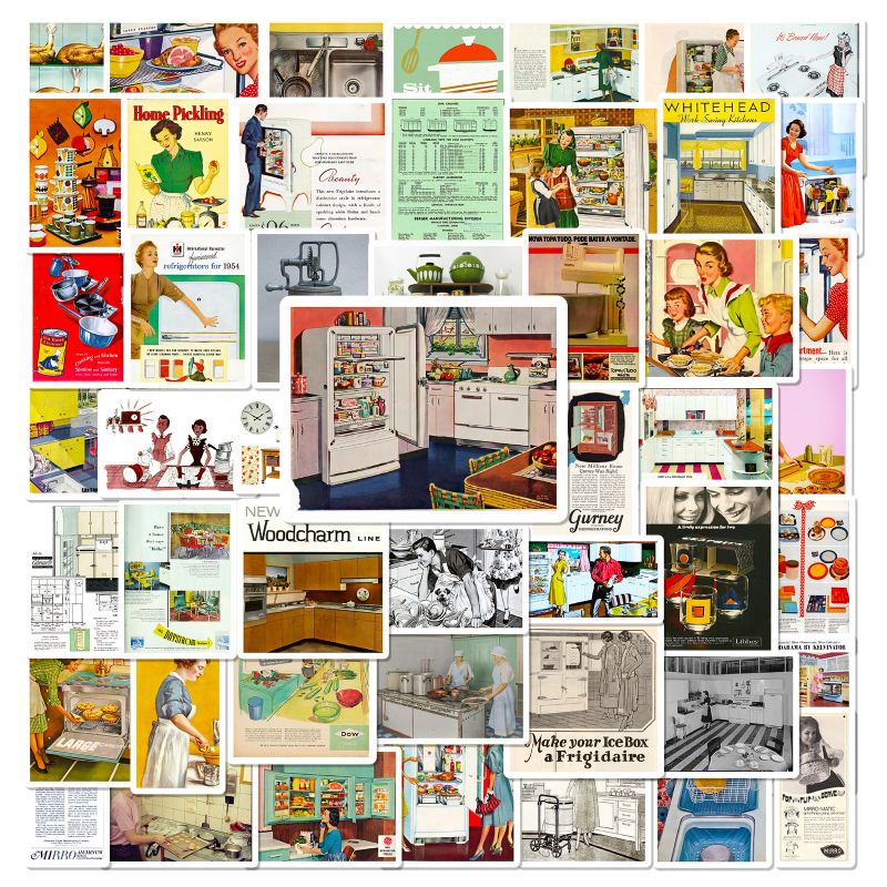 DeLeda Retro American 50 Postere Autocolante pentru Decorarea Telefonului și Bagajelor, Material PP, Personalizabile, Imprimare Offset, Fără Logo