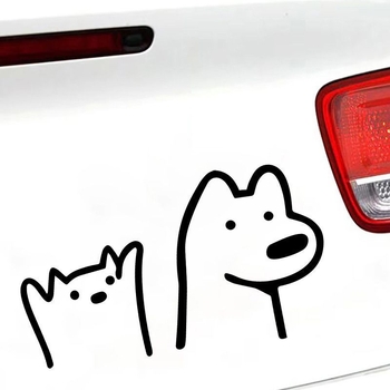 Αυτοκόλλητο αυτοκινήτου με σχέδιο γάτας και σκύλου – αδιάβροχη διακόσμηση παρμπρίζ