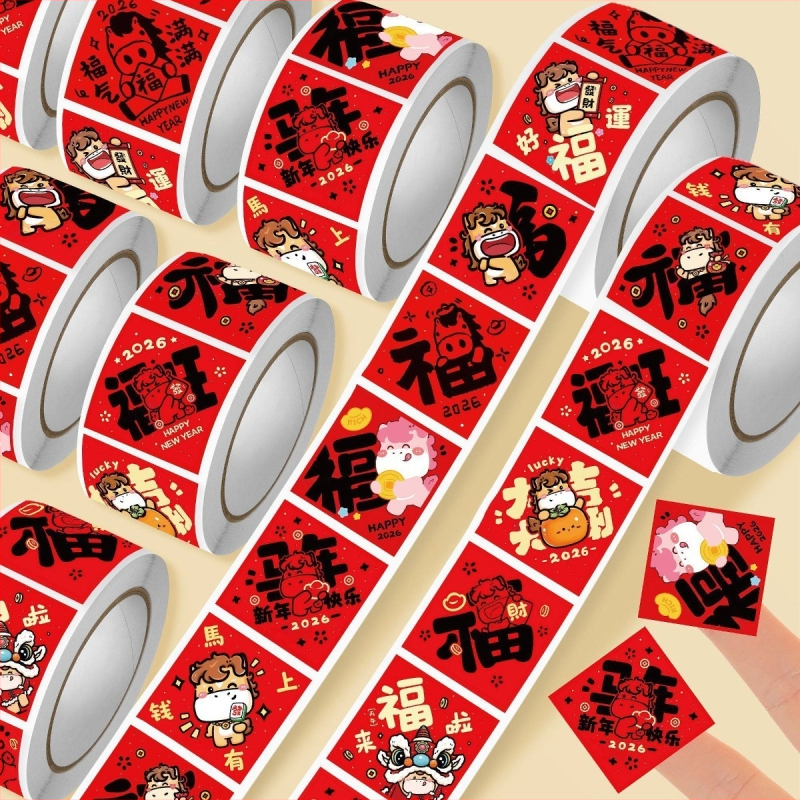 2000-dielne samolepky s požehnaním na rolke pre Rok Koňa – DIY dekorácia do denníka a vrecka na darčeky