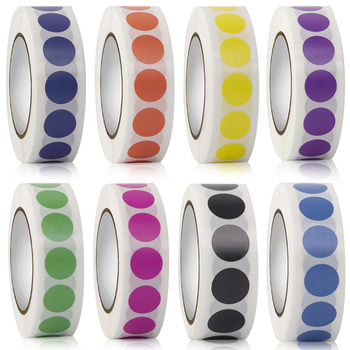 Ετικέτες με χρωματικές κουκκίδες – κυκλικές, αυτοκόλλητες, χαρτί με πλέγμα στο κάτω μέρος, προσαρμόσιμες