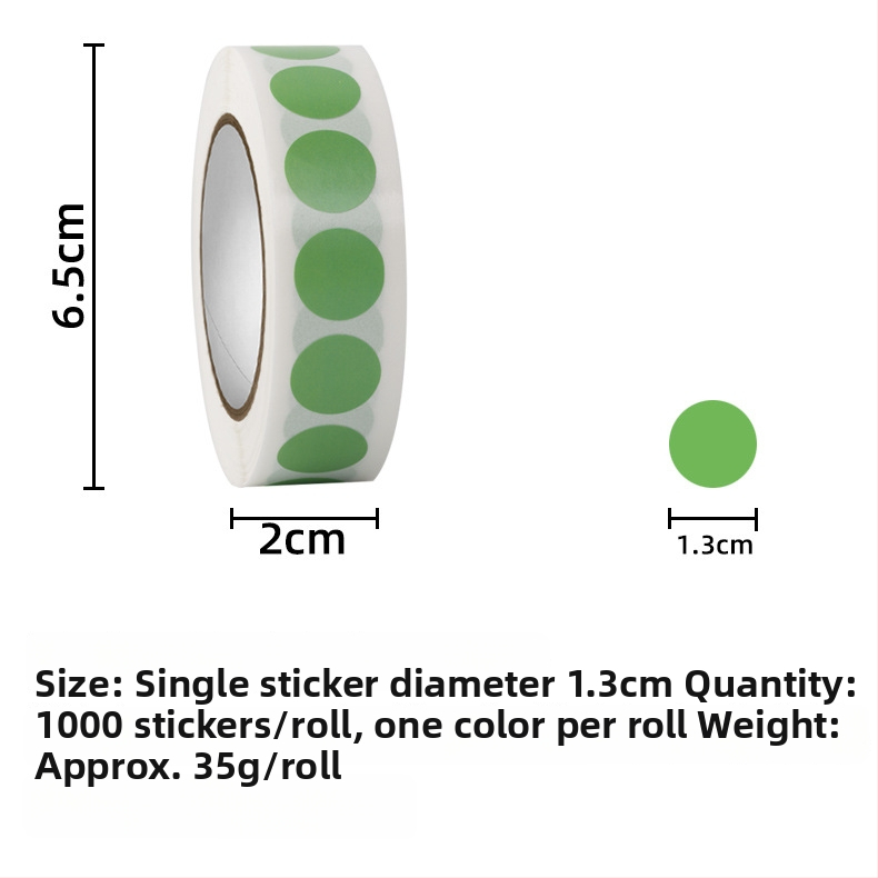 Farebné bodkové samolepky – kruhové, samolepiace, papier s mriežkovým spodkom, prispôsobiteľné