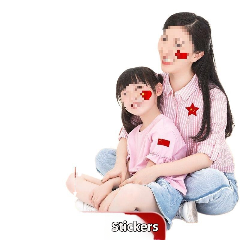 Nálepky na tvár – Patriotické motívy k Národnému sviatku s päťhviezdnou červenou vlajkou, vodotesné, pre deti v materskej škole; Značka: Bianmei Strength Factory