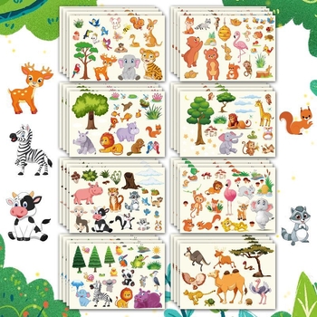 Ζωολογικός κήπος DIY παζλ αυτοκόλλητα για παιδιά – εκπαιδευτικά, προσαρμοσμένα, θέμα ελέφαντας και τίγρης