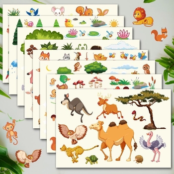 Ζωολογικός κήπος DIY παζλ αυτοκόλλητα για παιδιά – εκπαιδευτικά, προσαρμοσμένα, θέμα ελέφαντας και τίγρης