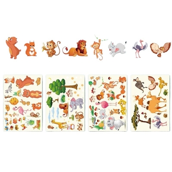 Ζωολογικός κήπος DIY παζλ αυτοκόλλητα για παιδιά – εκπαιδευτικά, προσαρμοσμένα, θέμα ελέφαντας και τίγρης