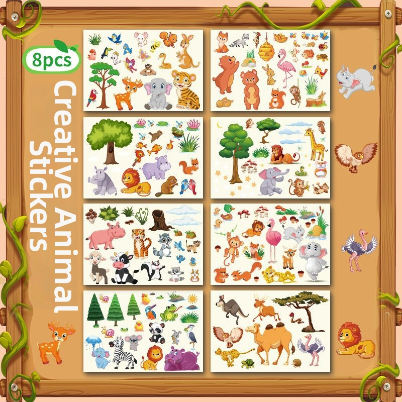 DIY puzzle samolepky zo zoo pre deti – vzdelávacie, prispôsobiteľné, téma slona a tigra