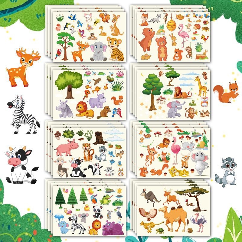 Ζωολογικός κήπος DIY παζλ αυτοκόλλητα για παιδιά – εκπαιδευτικά, προσαρμοσμένα, θέμα ελέφαντας και τίγρης